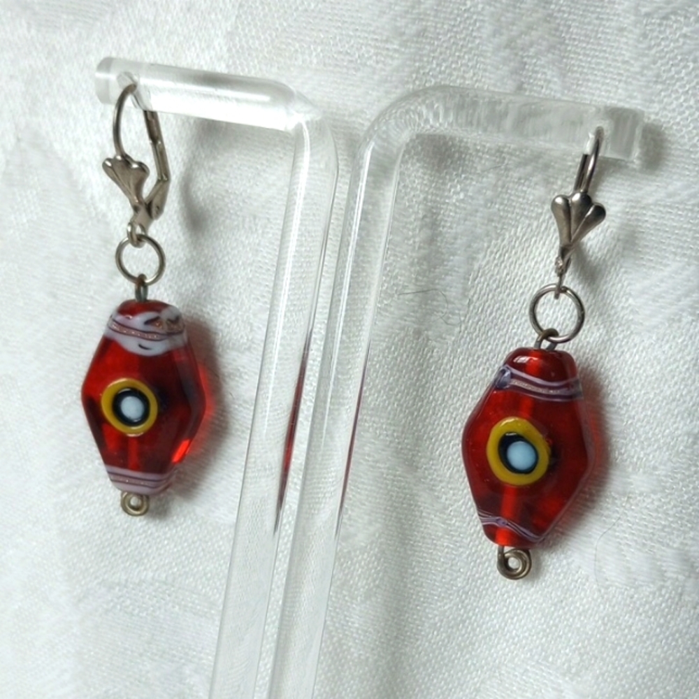 1 1/3 Inch Evil Eye Artisan Glass Earrings